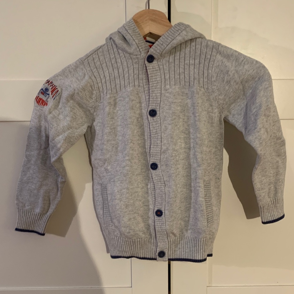 Kids Light Gray Hooded Cardigan
